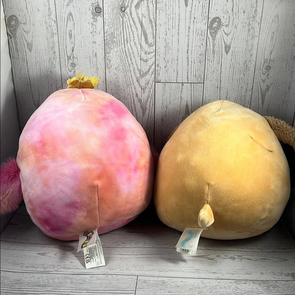 Squishmallow Pink Penguin and Tan Dog Plush Duo - slight damage see pictures - Picture 3 of 7